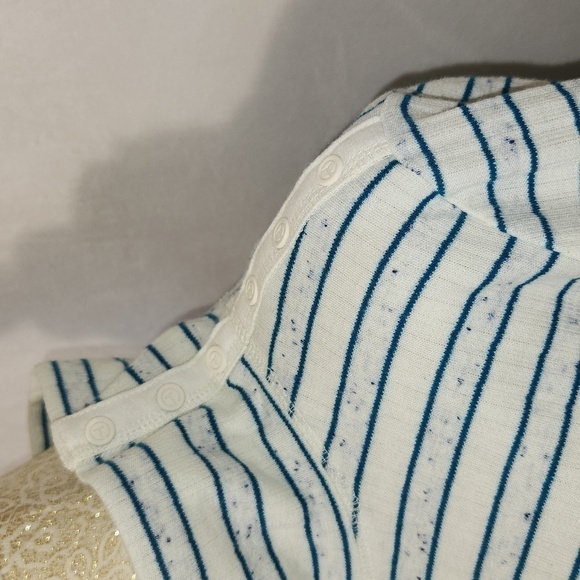 T by Talbots Blue Striped Side Snap Turtleneck Long Sleeve Pull Over Tunic SZ LP - Picture 6 of 16